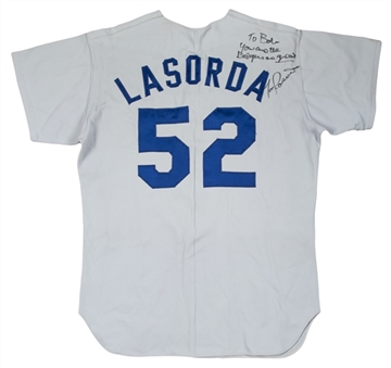 1975 Tommy Lasorda Game Used, Signed & Inscribed Los Angeles Dodgers Road Jersey  (Beckett)